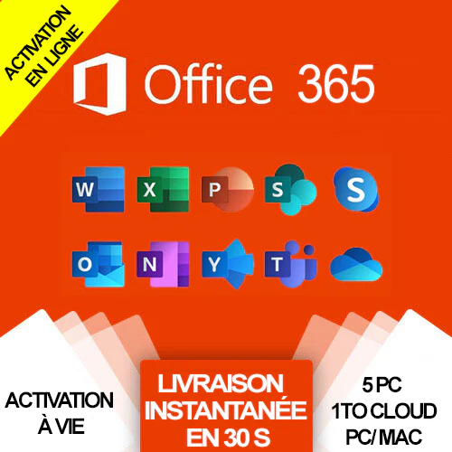 Microsoft 365 Office à vie – Compatible Windows, Mac, iPad et Mobile [L1A2]