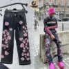 Jean à la mode avec fleurs – Élégance, confort et touche florale tendance ! [M2A7]