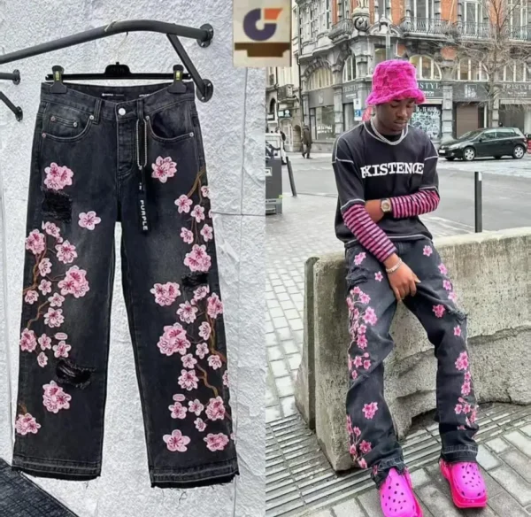 Jean à la mode avec fleurs – Élégance, confort et touche florale tendance ! [M2A7]