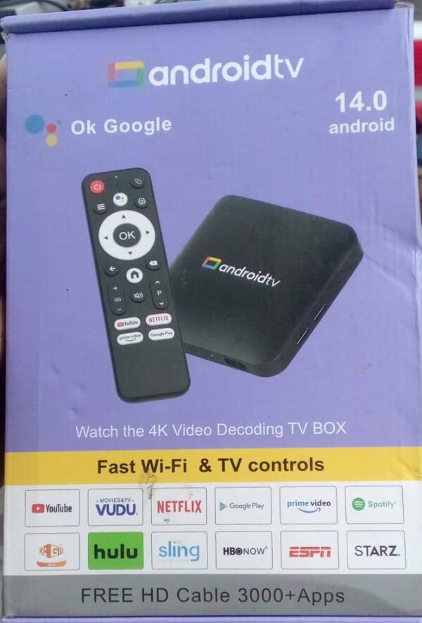 TV Box Android 14.0 – 2Go RAM / 16Go ROM – Transformez votre télé en Smart TV [E1A12]