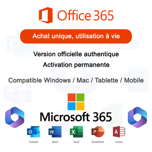 Microsoft 365 Office à vie – Compatible Windows, Mac, iPad et Mobile [L1A2]