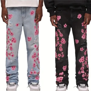 Jean à la mode avec fleurs – Élégance, confort et touche florale tendance ! [M2A7]