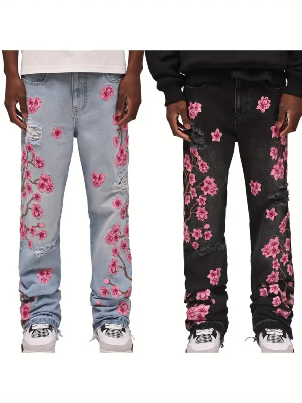 Jean à la mode avec fleurs – Élégance, confort et touche florale tendance ! [M2A7]