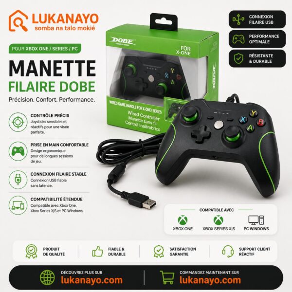 Manette Xbox filaire – Précision, confort et réactivité instantanée [E2A4]
