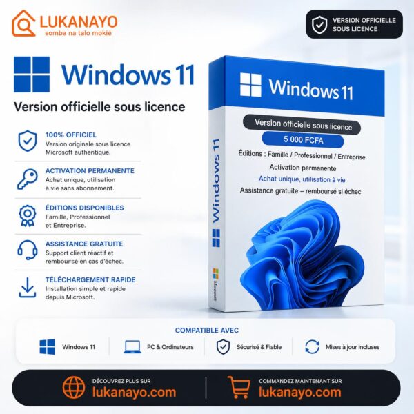 Clé d’activation Windows 11 à vie – Licence numérique officielle (32/64 bits) [L1A1]