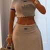 👗 Ensemble deux pièces gris – jupe + crop top [M5A7]
