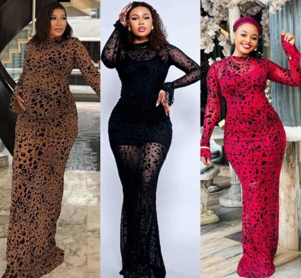 Robe longue transparente motif léopard – Élégance sauvage [M5A4]