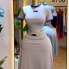 👗 Ensemble deux pièces gris – jupe + crop top [M5A7]