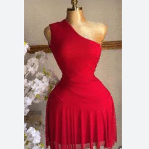 Robe courte rouge asymétrique – Élégance audacieuse & allure glamour [M5B5]