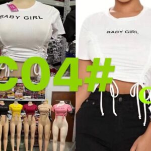 Crop top blanc “BABY GIRL” avec cordon – Style jeune et tendance [M5C3]