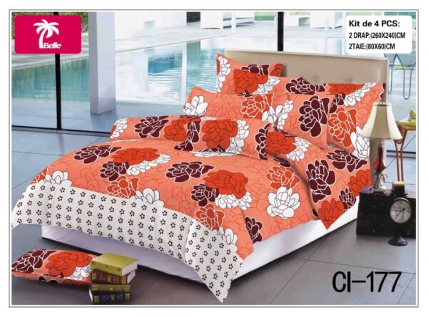 Dubai HOME TEXTILE – Ensemble de Literie & Rideaux Élégant Avec Motifs Bleu & Blanc [M10A2]