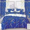 Élégance Orientale : Parure de Lit & Rideaux Bleu Royal – Dubai Home Textile [M10A1]