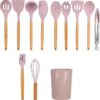 Set de Cuisine 12 Pièces en Silicone Rose [E8B5]