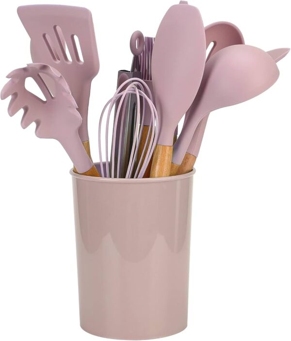 Set de Cuisine 12 Pièces en Silicone Rose [E8B5]