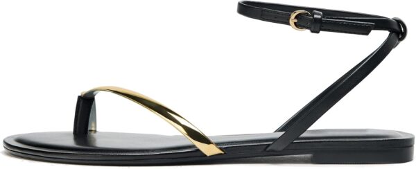 Sandales Plates Noires – Élégance Strappy & Confort Estival [M7A8]