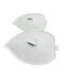 Plat en Céramique Blanche en Forme de Feuille avec Couvercle Serie de 2pcs [E8A9]