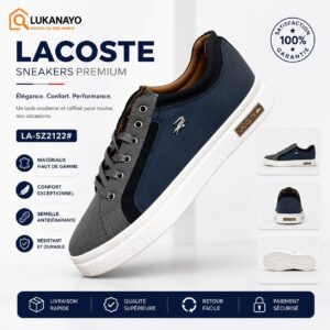 Baskets Lacoste Homme – Style Casual Chic en Gris & Bleu [M21A3]