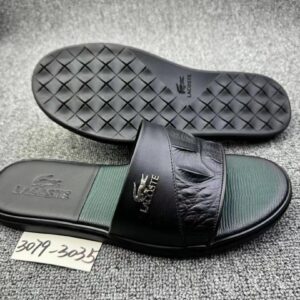 Claquettes Lacoste Homme Noires – Sangle Motif Crocodile & Détails Verts [M13A8]