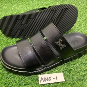 Sandales Homme Hermès en Cuir Noir – Élégance et confort premium [M13B6]