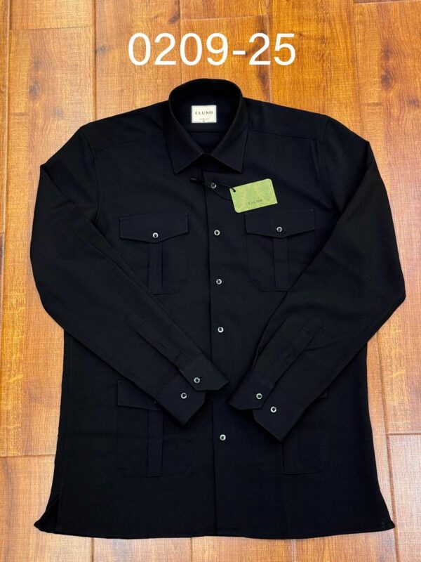 Chemise ELUND noire à manches longues – Élégance moderne & style utilitaire [M18A1]