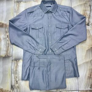 Ensemble Uniforme Homme – Chemise & Pantalon gris manches longues [M18A6]