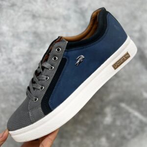 Baskets Lacoste Homme – Style Casual Chic en Gris & Bleu [M21A3]