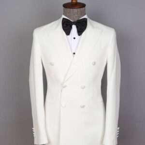 Smoking Homme Croisé Blanc Cassé – Élégance Prestige & Coupe Slim [M21A6]