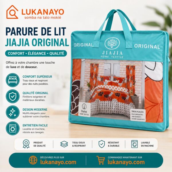Dubai HOME TEXTILE – Ensemble de Literie & Rideaux Élégant Avec Motifs Bleu & Blanc [M10A2]