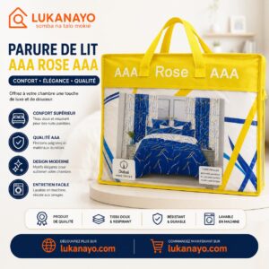 Élégance Orientale : Parure de Lit & Rideaux Bleu Royal – Dubai Home Textile [M10A1]