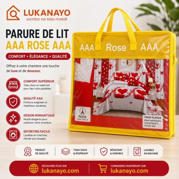 Parure de Lit “AAA Rose” – Élégance Florale pour un Confort Absolu [M10A3]