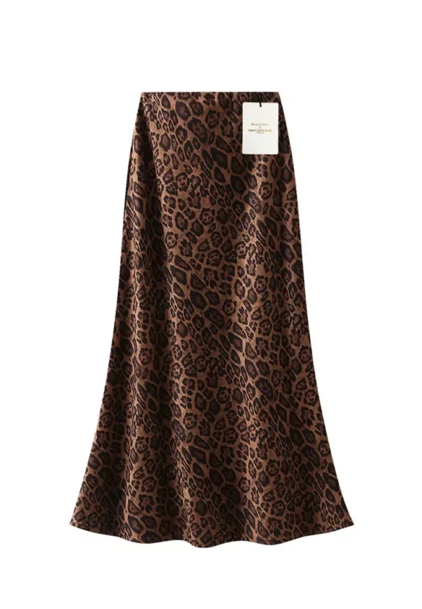 Jupe Longue Satinée Imprimé Léopard – Élégance sauvage et tendance [HM1A8]