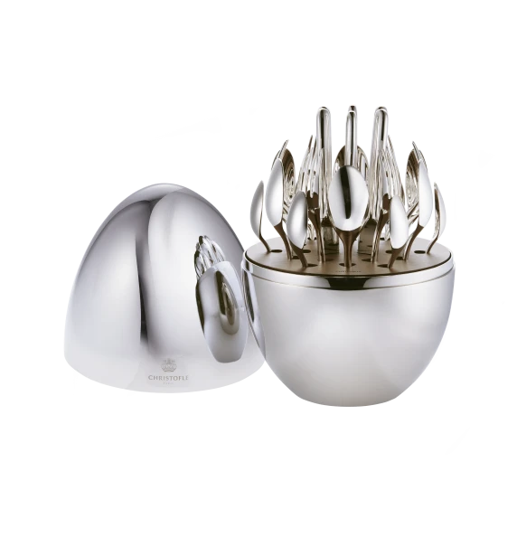 Christofle Mood – Set de Couverts Argentés 24 Pièces dans Étui Oeuf [E13A3]