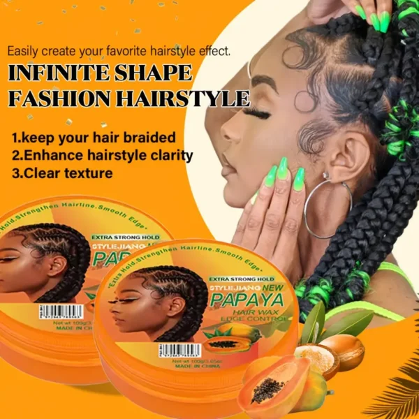 Cire Capillaire Papaye Stylejiang – Fixation Extra Forte pour Baby Hair & Contours [H5A5]