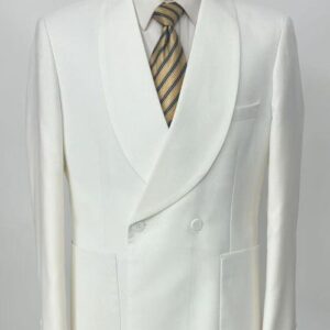 Ensemble Smoking Blanc Croisé à Col Châle – Élégance Absolue [M21B5]