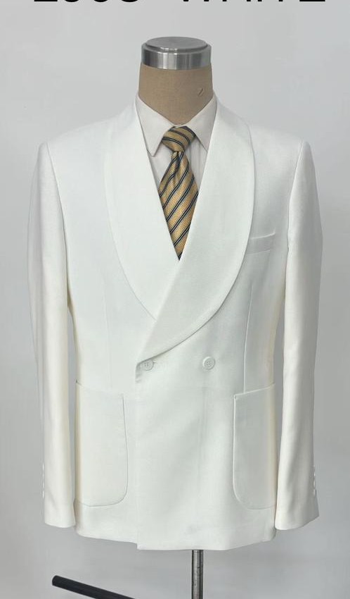 Ensemble Smoking Blanc Croisé à Col Châle – Élégance Absolue [M21B5]