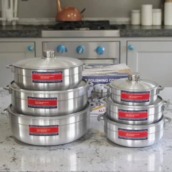 Set de Casseroles en Aluminium Poli – 6 Pièces [E13A5]