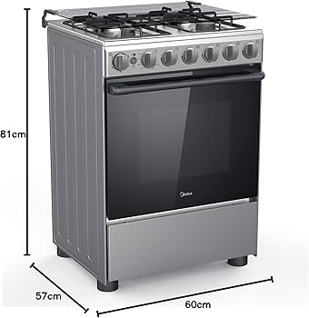 Cuisinière à Gaz Midea 60×60 cm – Autonome & Performante [E12A4]