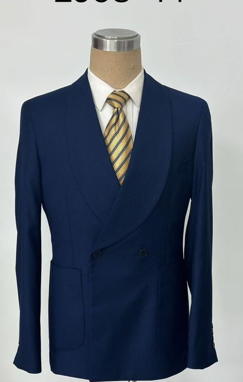 Costume Homme Bleu Marine Croisé – Revers en Pointe, Élégance Premium [M21A9]