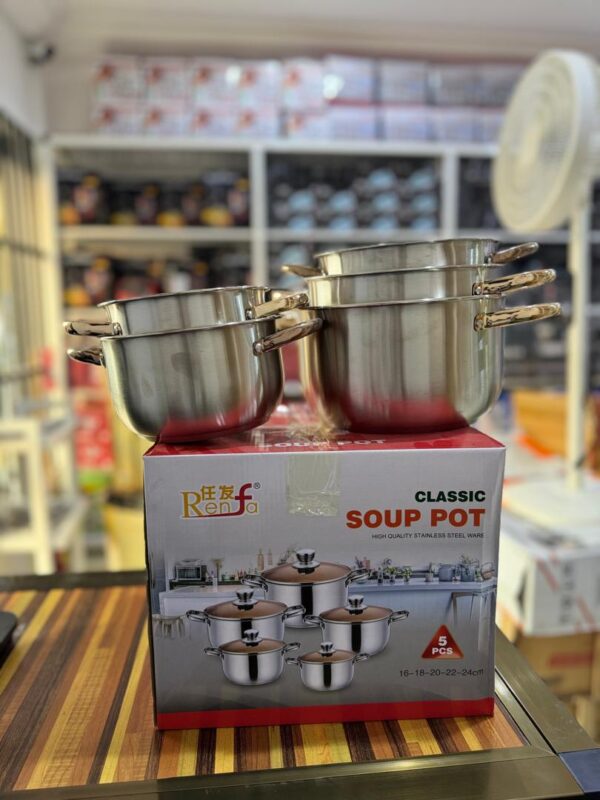 Set de Marmites à Soupe en Acier Inoxydable, 5 Pièces [E13A8]