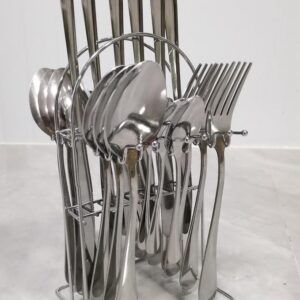 Set de Couverts en Acier Inoxydable 24 Pièces avec Support [E13A4]