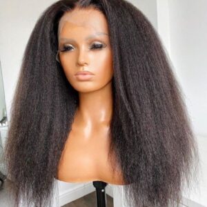 Perruque 360 Kinky Straight – Lace Front Transparent HD | Cheveux Brésiliens 18" [H7A2]