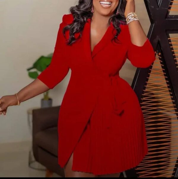 Robe Blazer Mini à Jupe Plissée Croisée [MH7A1]