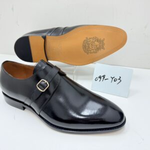 Chaussures Homme à Boucle Simple (Single Monk Strap) – Cuir Noir Poli [M13B9]