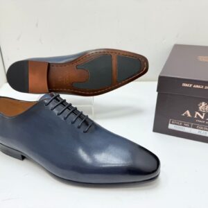 Chaussures Oxford Wholecut ANAX Italy – Cuir Bleu [M13C1]