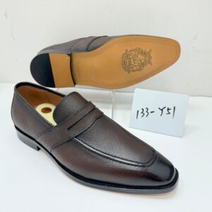 Mocassins Penny Homme – Cuir Grainé Marron Foncé [M13C2]