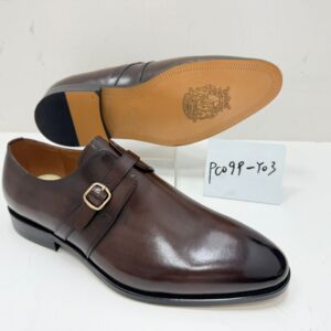 Chaussures Paul Stuart Galante – Double Boucle Croisée (Double Monk Strap) en Cuir Marron [M13C4]