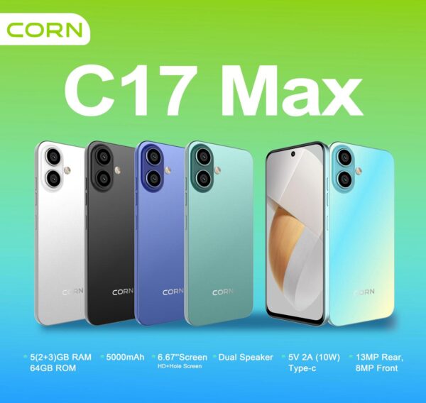 Corn C17 Max – Smartphone Grand Écran & Performance Essentielle [E15A1]