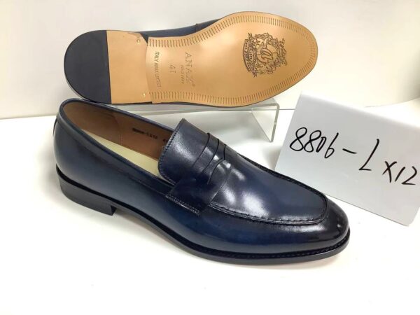 Mocassins Homme ANAX Italy – Cuir Bleu [M13B7]