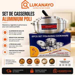 Set de Casseroles en Aluminium Poli – 6 Pièces [E13A6]