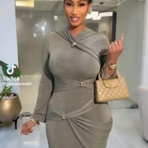 Robe Maxi "Olive Grace" – Élégance Drapée & Manches Longues [M22A4]